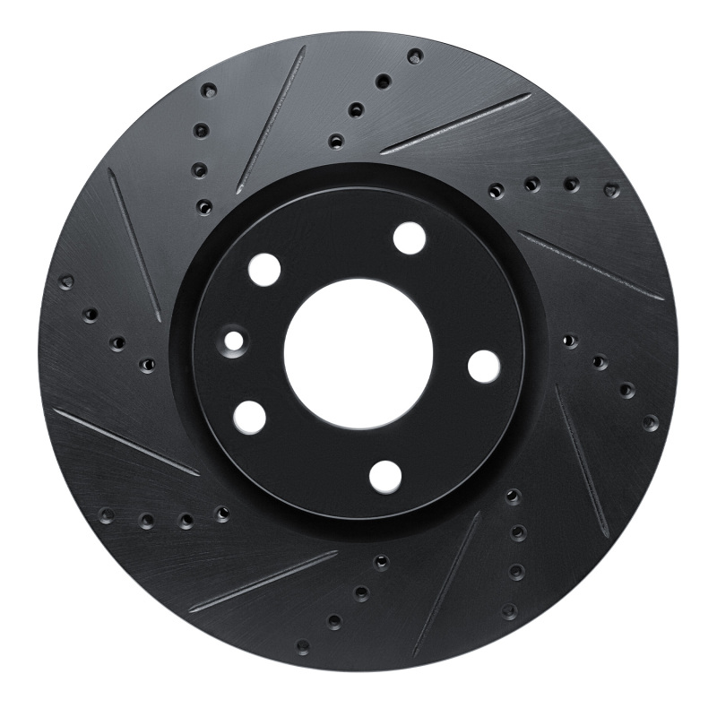 Chevrolet Corvette Brake Rotor (1) - Front Left - R1 Concepts - Drilled & Slotted - Black - `14-`19